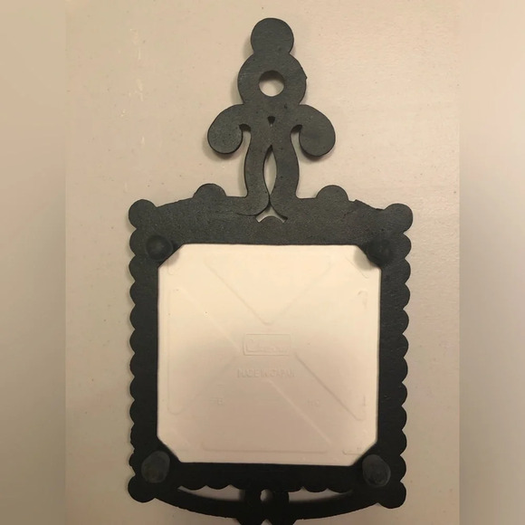 Decorated Tile Trivet Cast Iron Frames Vincennes Indiana Made in Japan - Picture 3 of 7